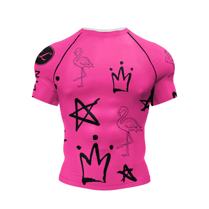 Cody Lundin Men Active Wear Pink Athletic Gym T-shirt uv protection Men Rash Guard BJJ jiu jitsu Rash Guard MMA Grappling Shorts