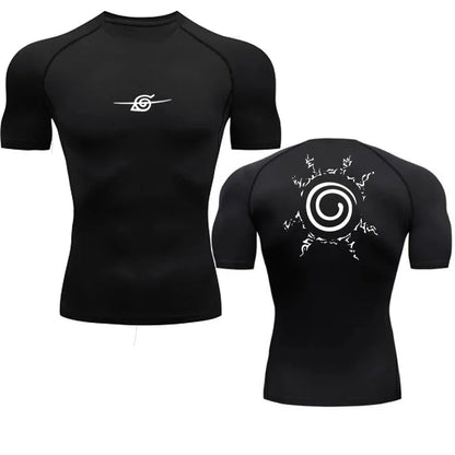 Camisas de compressão masculinas anime esporte secagem rápida ginásio tshirts fitness topos t verão outono masculino
