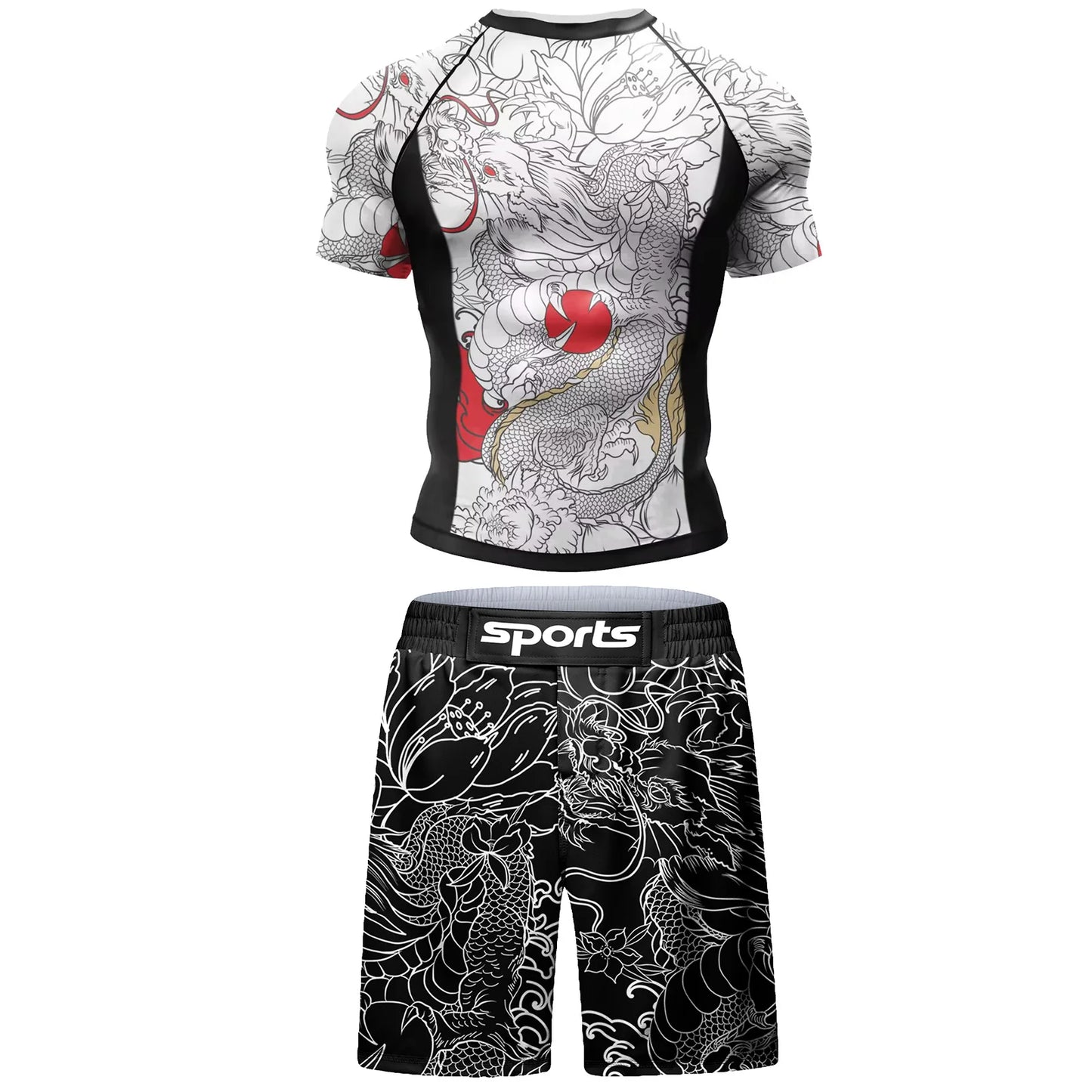 Men Tracksuit MMA No Gi Rashguard Jiu Jitsu T-shirt+Pants Boxing Jerseys Set BJJ Muay Thai Shorts Compression Legging Sportsuit