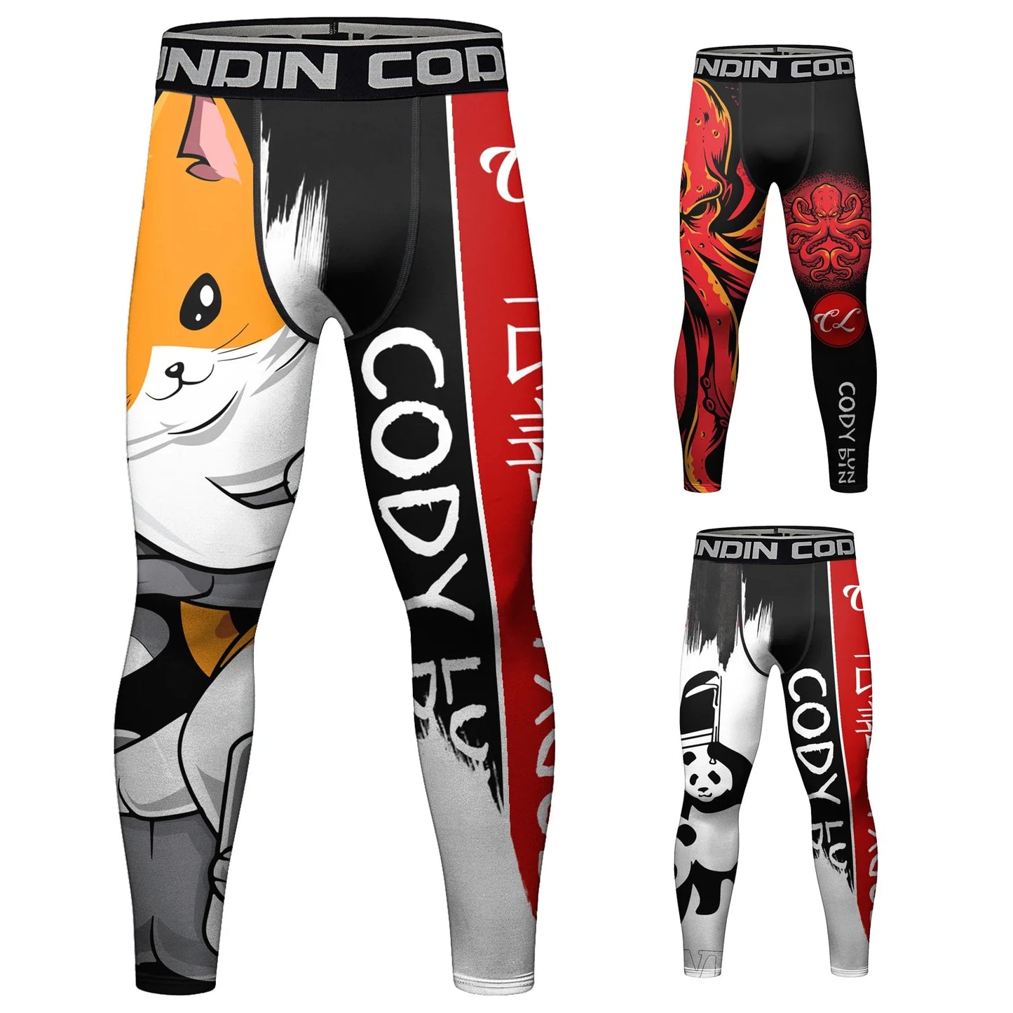 Hete Verkoop Cody Lundin Bedrukte Bloem Fitness Bjj Jiu   nti-uv Mannelijke Sublimatie Oefening Jogging Hardlooplegging Legging