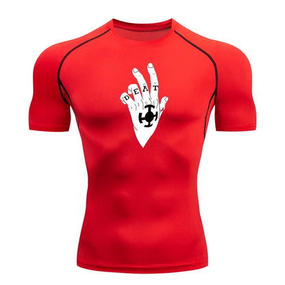 Men's Gym Workout Fitness Compression Shirts Anime Print Rash Guard Short Sleeve Undershirts Baselayer Athletic Tshirt Tees Tops