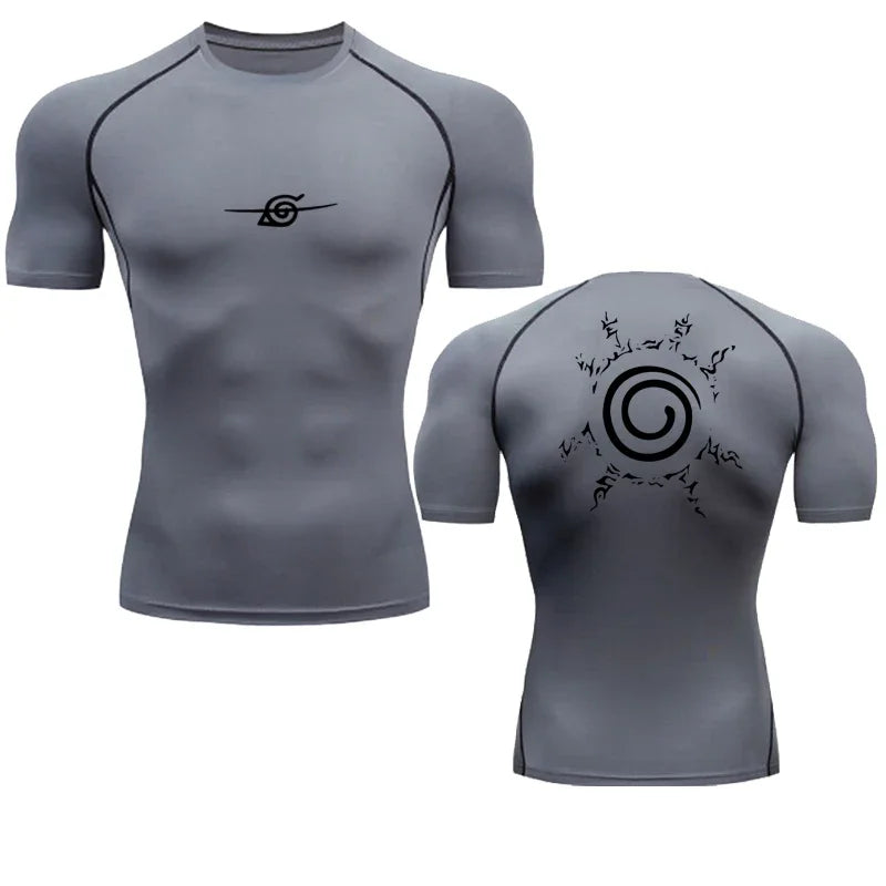 Camisas de compressão masculinas anime esporte secagem rápida ginásio tshirts fitness topos t verão outono masculino