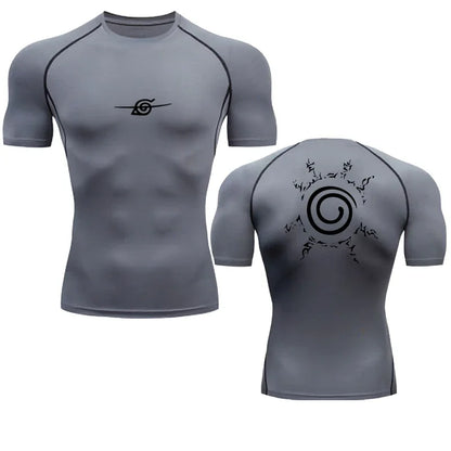 Camisas de compressão masculinas anime esporte secagem rápida ginásio tshirts fitness topos t verão outono masculino