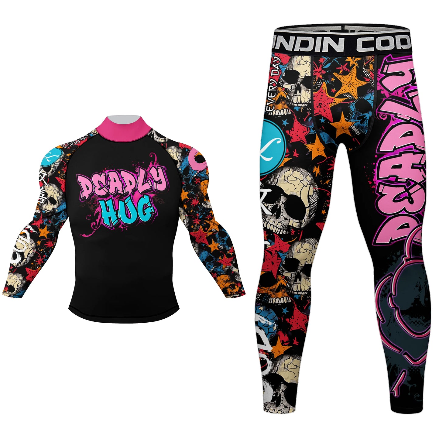 Cody Lundin New Designs Customized Short Sleeves Polyester Stretchy Rash Guards Shorts MMA BJJ Sets With Rubber Waistband