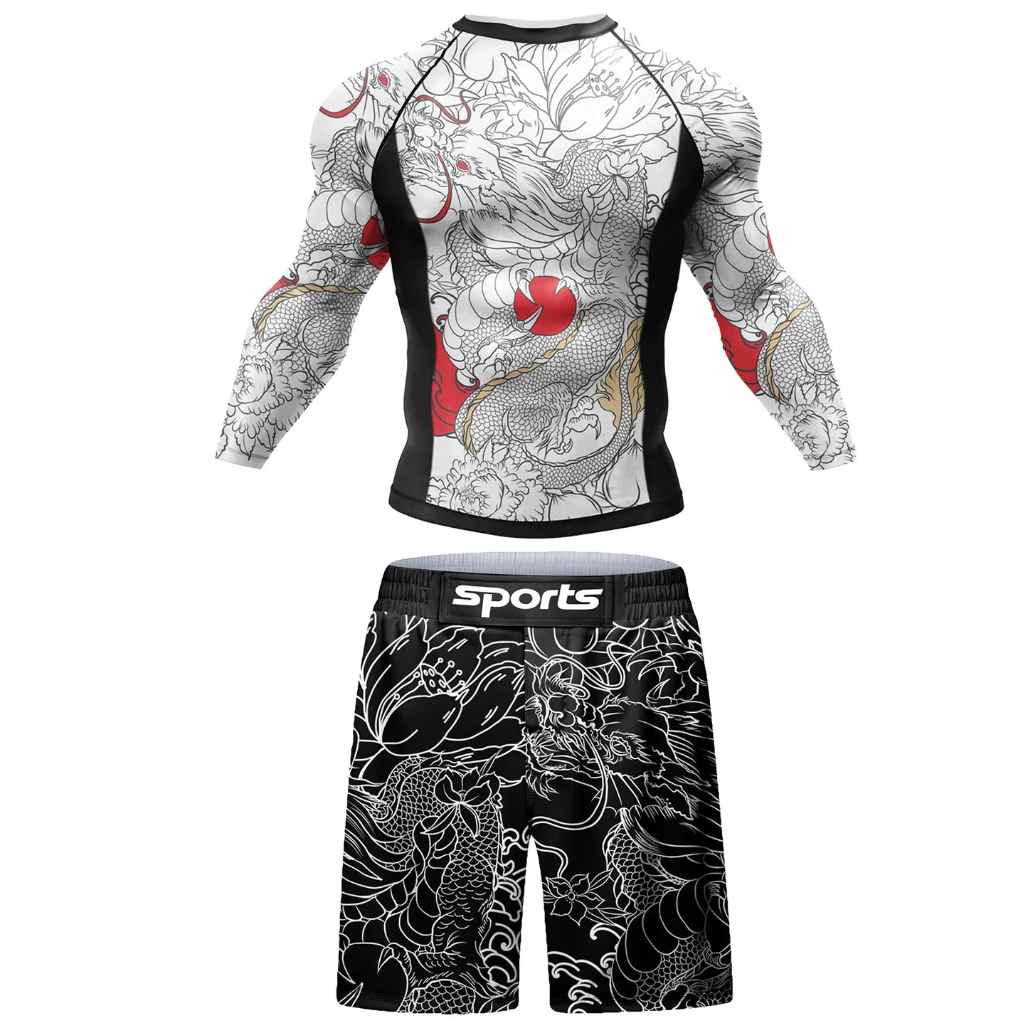 Men Tracksuit MMA No Gi Rashguard Jiu Jitsu T-shirt+Pants Boxing Jerseys Set BJJ Muay Thai Shorts Compression Legging Sportsuit