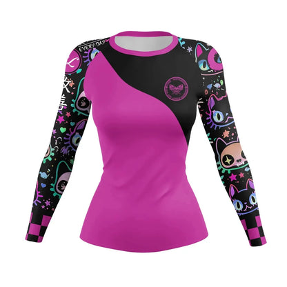 New Ladies Women Rash Guard Gym Clothing MMA Compression Sportswear Jiu Jitsu Rashguard T-shirts+Pant Boxing Grappling 4pcs/Set