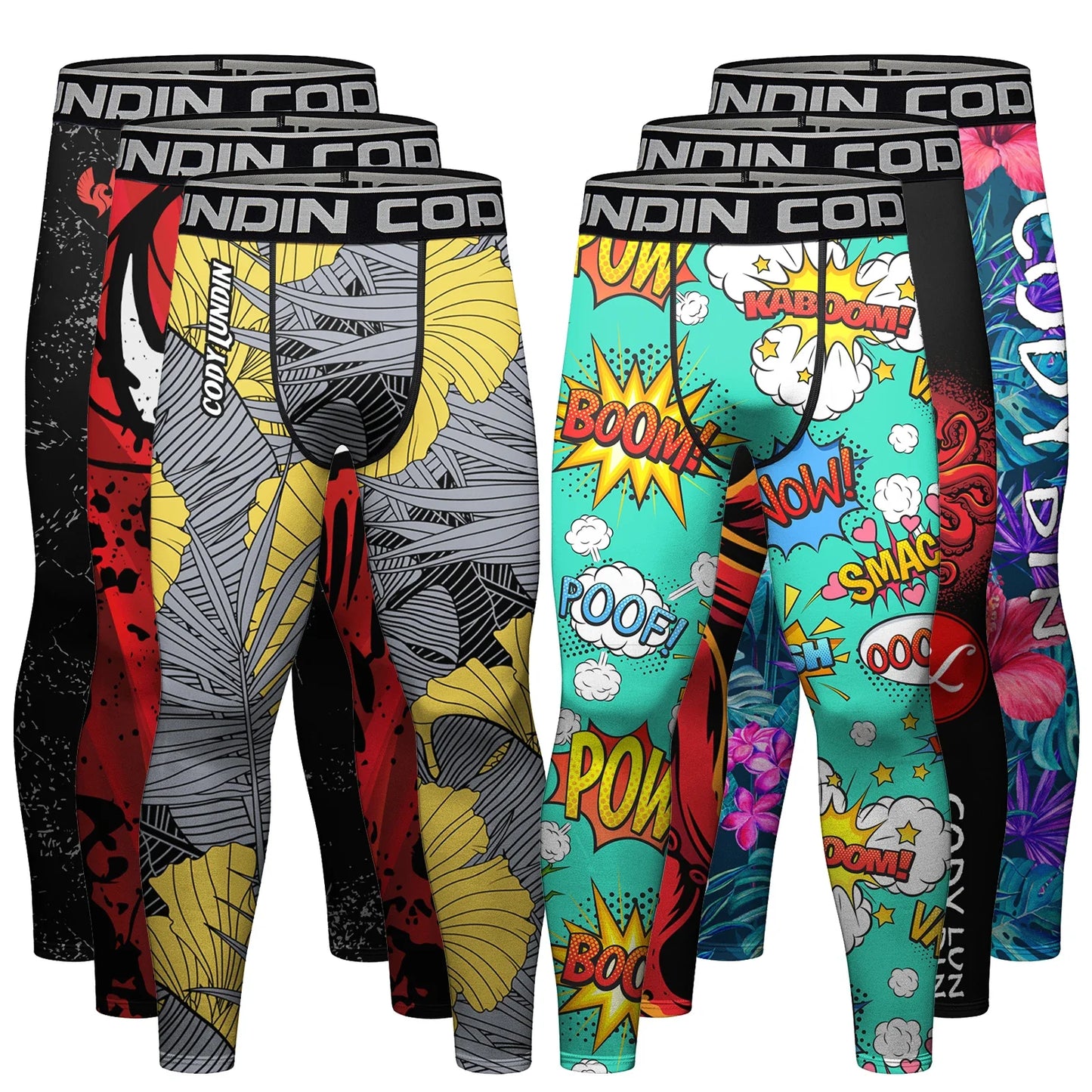 Hete Verkoop Cody Lundin Bedrukte Bloem Fitness Bjj Jiu   nti-uv Mannelijke Sublimatie Oefening Jogging Hardlooplegging Legging