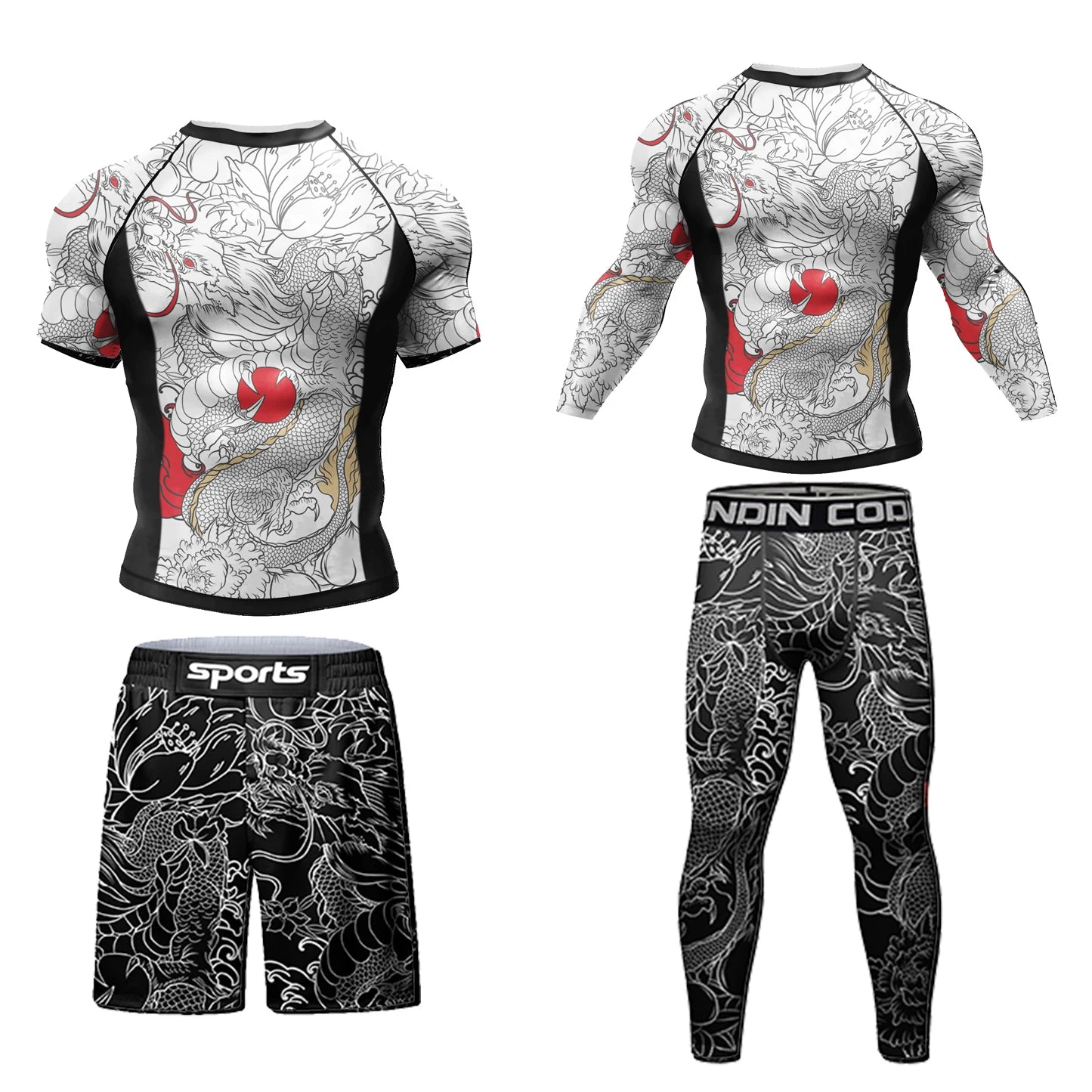 Men Tracksuit MMA No Gi Rashguard Jiu Jitsu T-shirt+Pants Boxing Jerseys Set BJJ Muay Thai Shorts Compression Legging Sportsuit