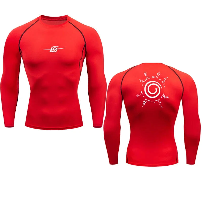 Camisas de compressão masculinas anime esporte secagem rápida ginásio tshirts fitness topos t verão outono masculino